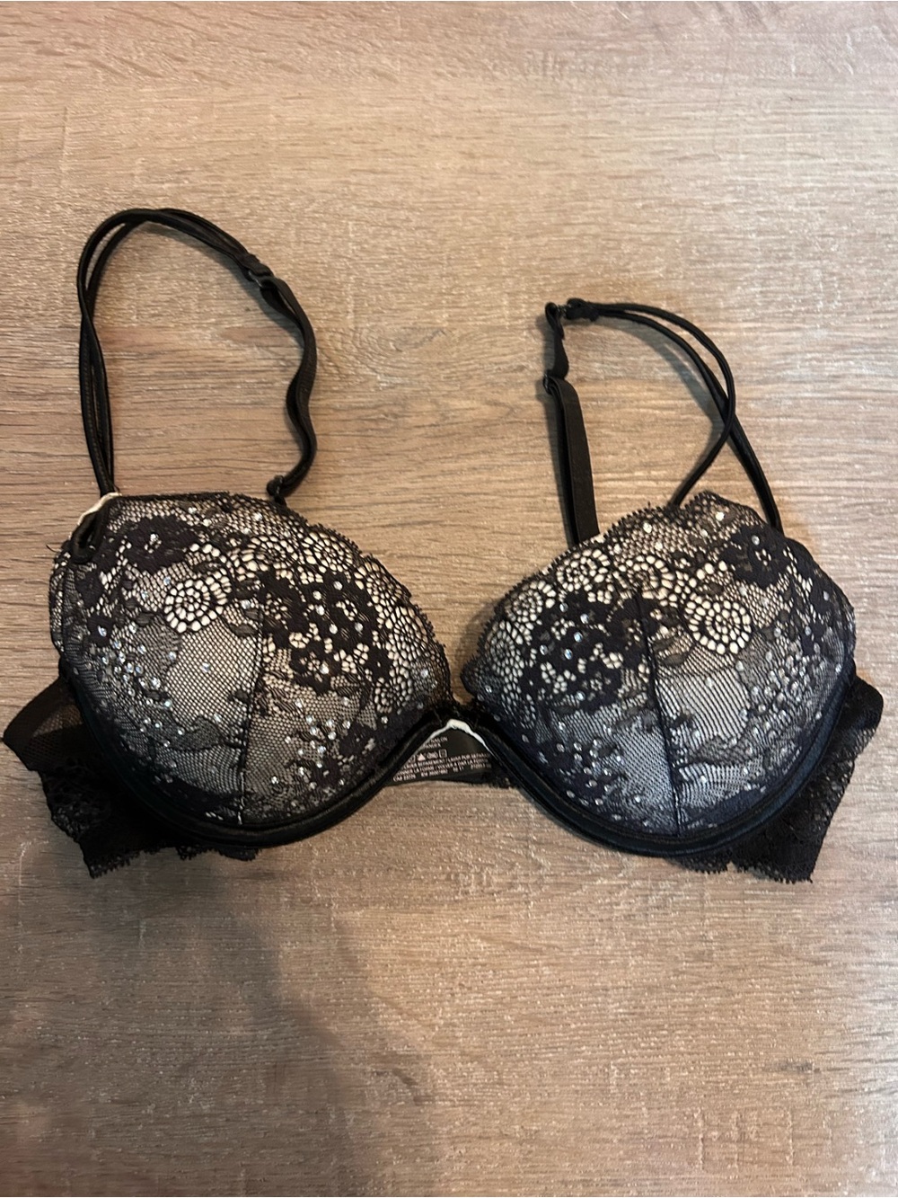 Victoria's Secret Sexy Little Things Push-Up Bra Womens 34B Black Lace